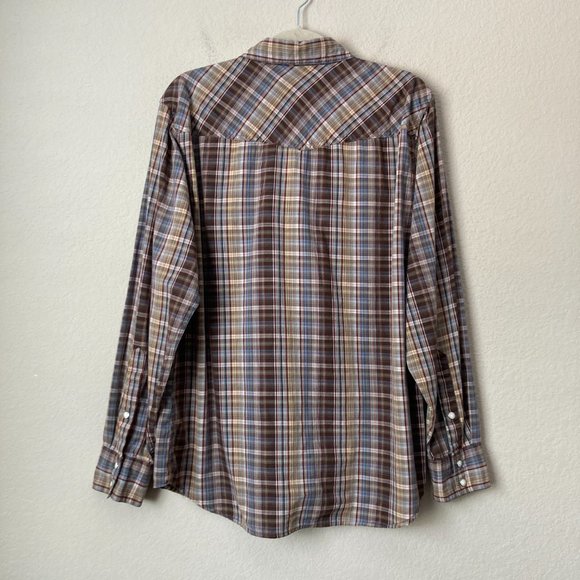Fossil Plaid Pearl Snap Rodeo Western Cotton Vintage Fit Shirt - Picture 6 of 12